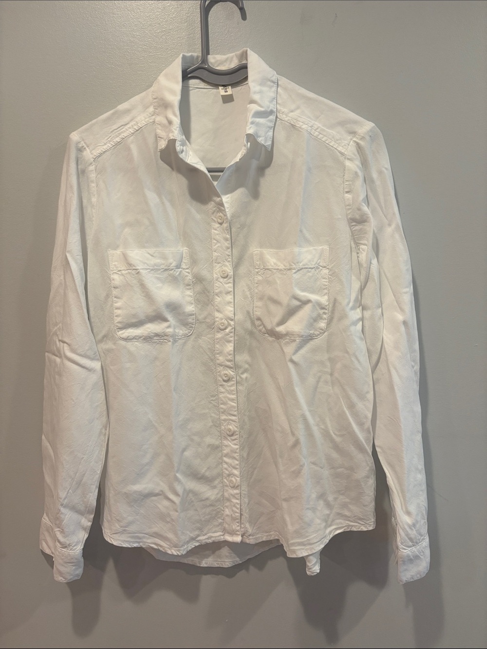 cloth & stone White Long-Sleeve Button-Down Shirt ptp 18 length 25